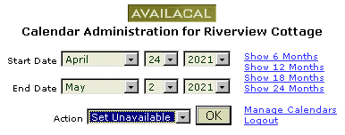 Illustration of Calendar Admin Control Panel