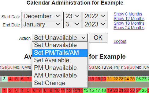 updating a calendar