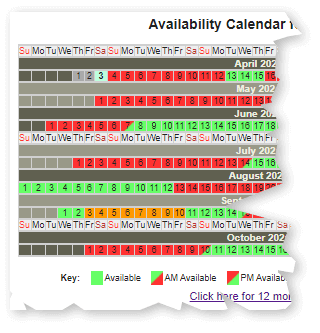 Availacal table calendar